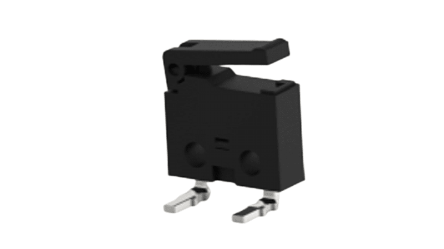 TE Connectivity Lever Snap Action Micro Switch, Left Angle PCB Terminal, 0.5A at 30VDC, SPST
