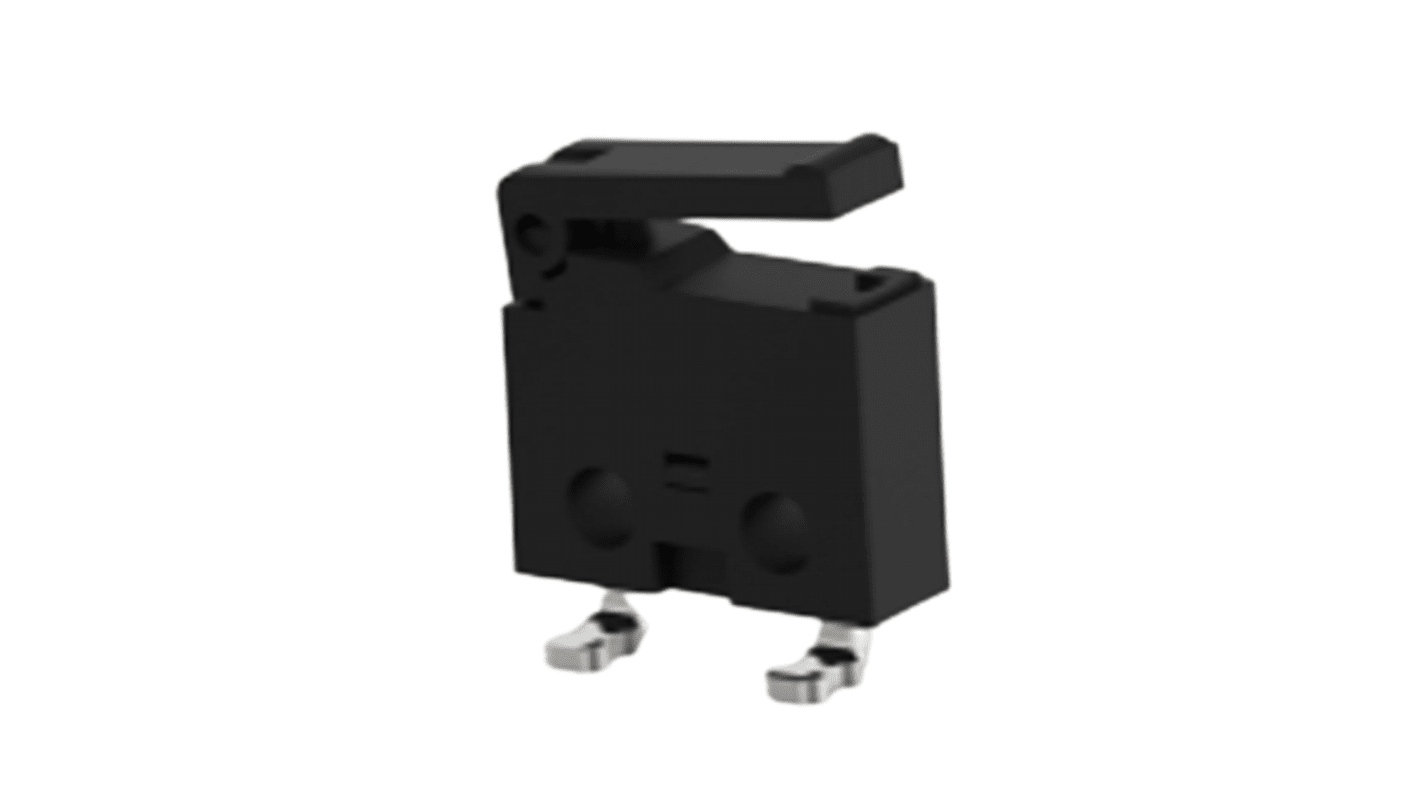 TE Connectivity Lever Snap Action Micro Switch, Left Angle PCB Terminal, 0.5A at 30VDC, SPST