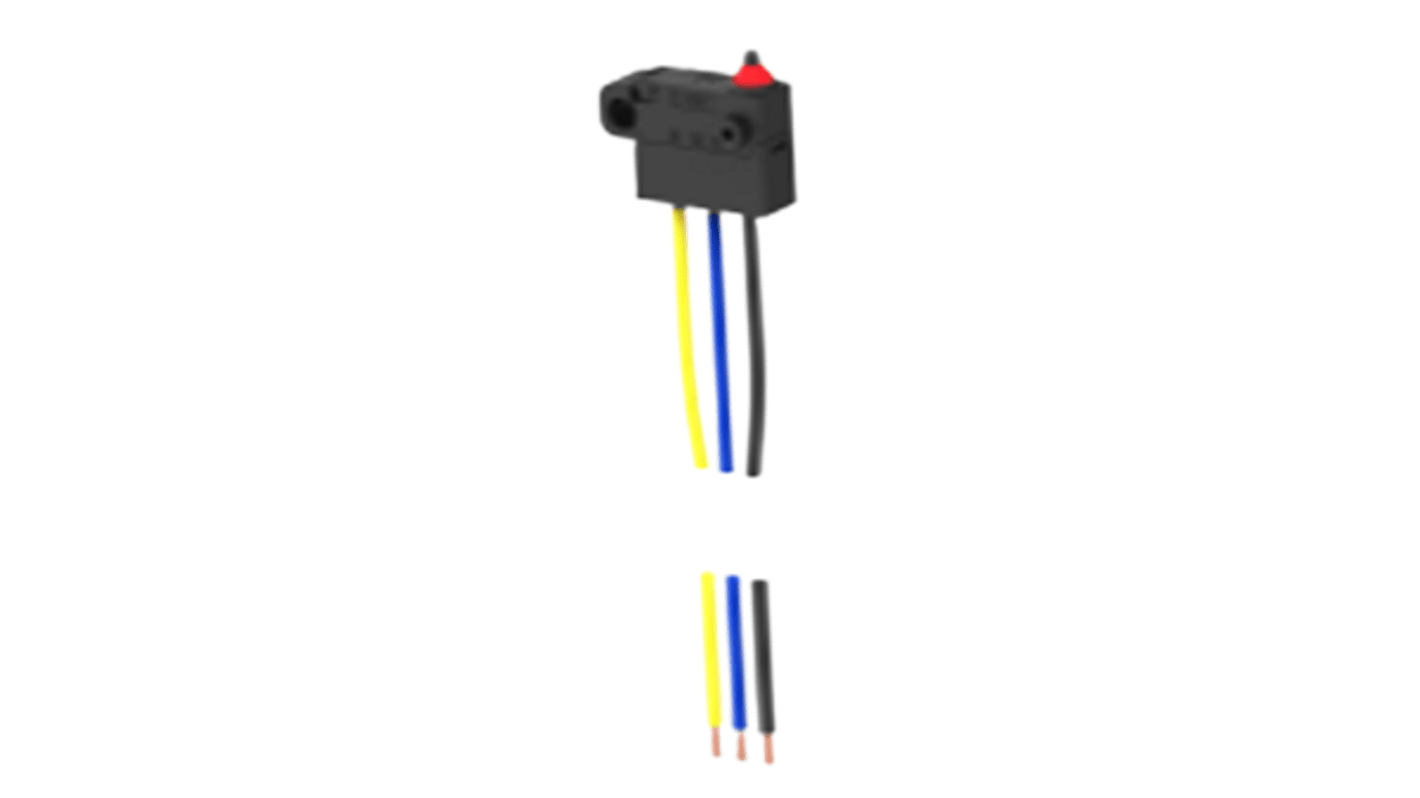 TE Connectivity Pin Plunger Snap Action Micro Switch, Pre-wired Terminal, 3A at 125VAC, SPDT, IP67