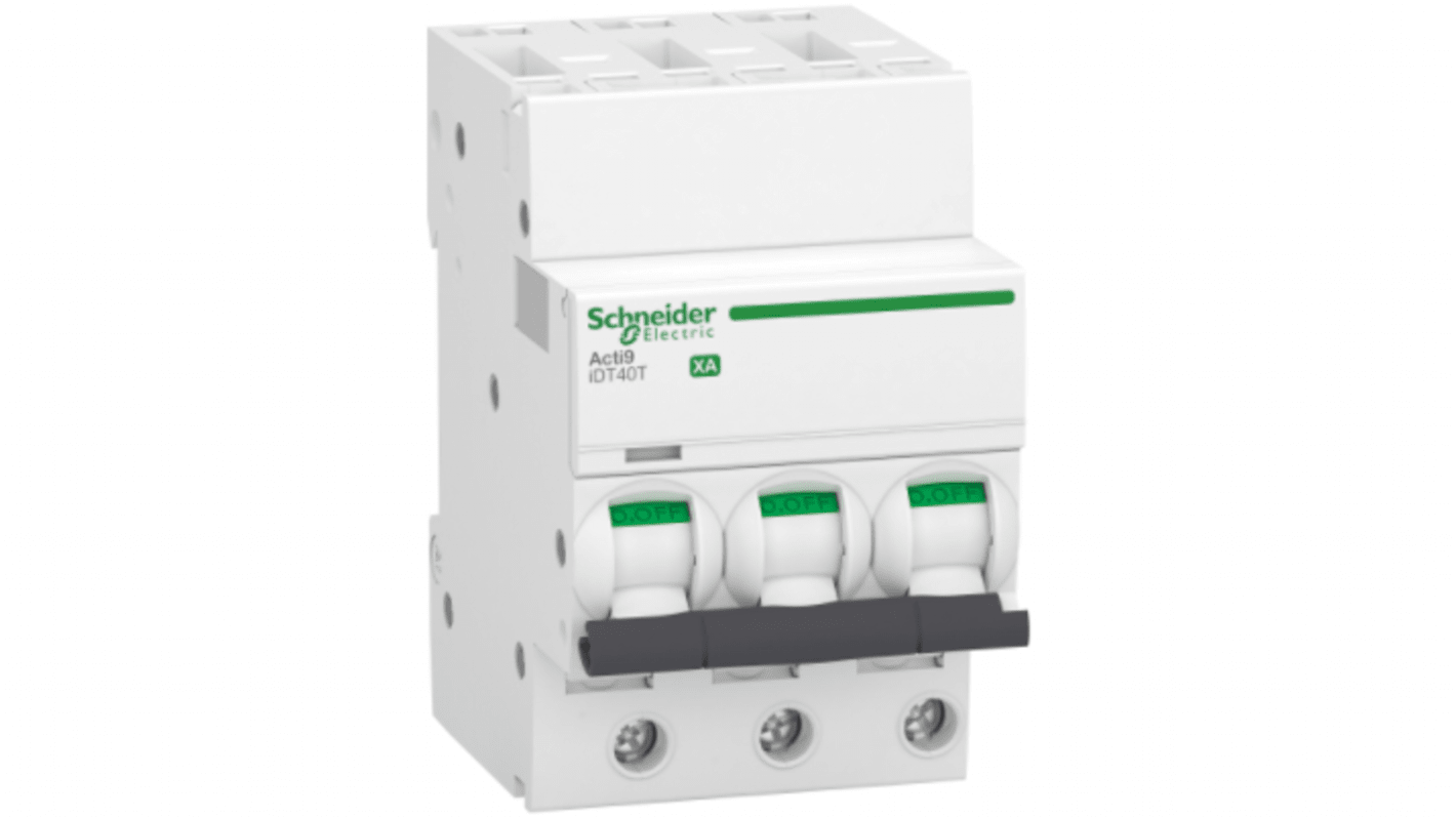 Schneider Electric Acti 9 Acti9 iDT40T XA MCB, 3P, 25A Curve C, 400V AC