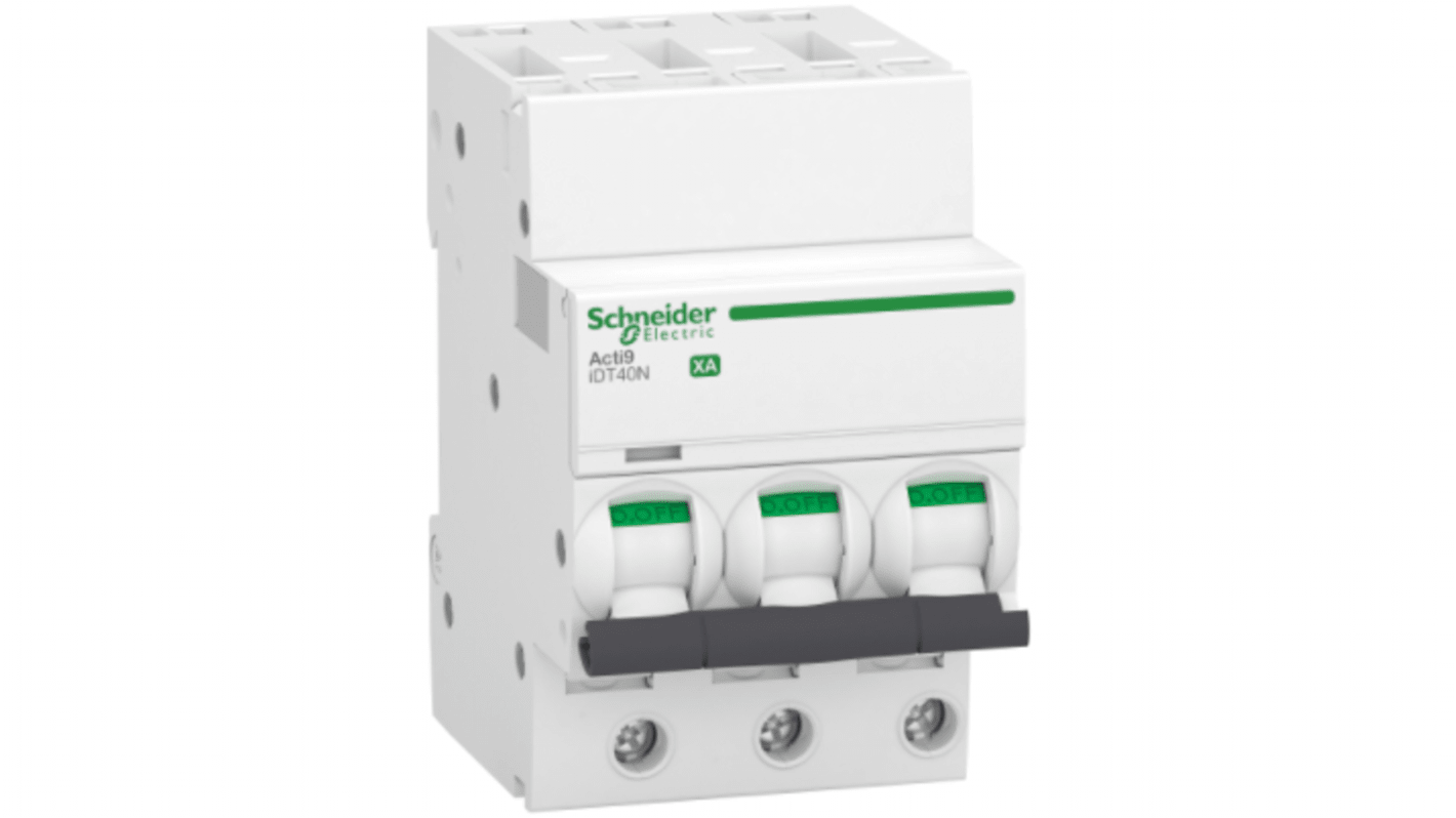 Schneider Electric Acti 9 Acti9 iDT40N XA MCB, 3P, 20A Curve C, 400V AC