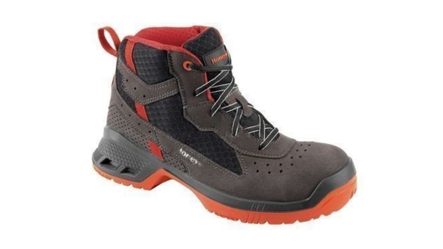 Honeywell Safety Squat Unisex Knöchel-Sicherheitsstiefel Schwarz, Grau, Rot, mit Zehen-Schutzkappe, Größe 44 / UK 10,