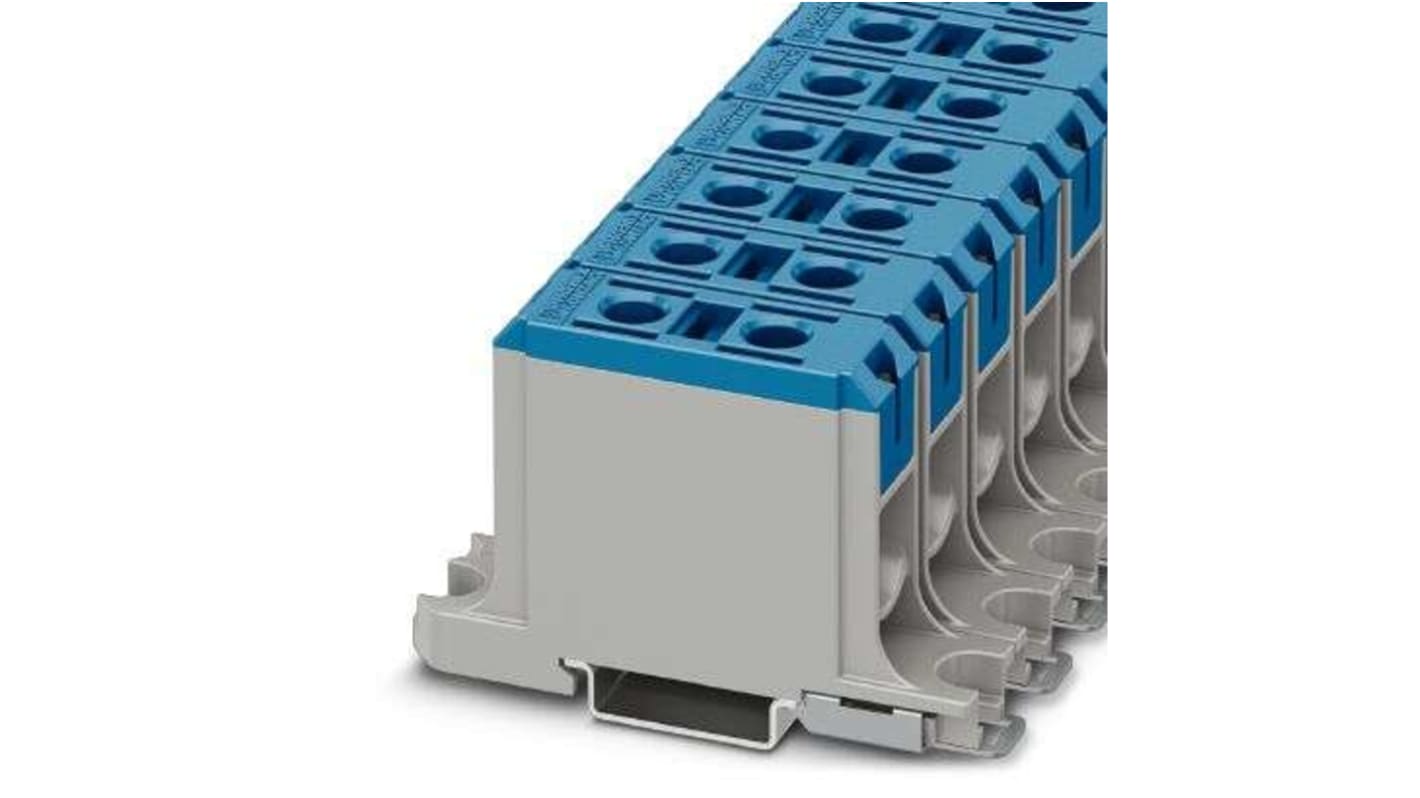 Bloc de jonction rail DIN Phoenix Contact UBAL, 50mm², A visser, Bleu