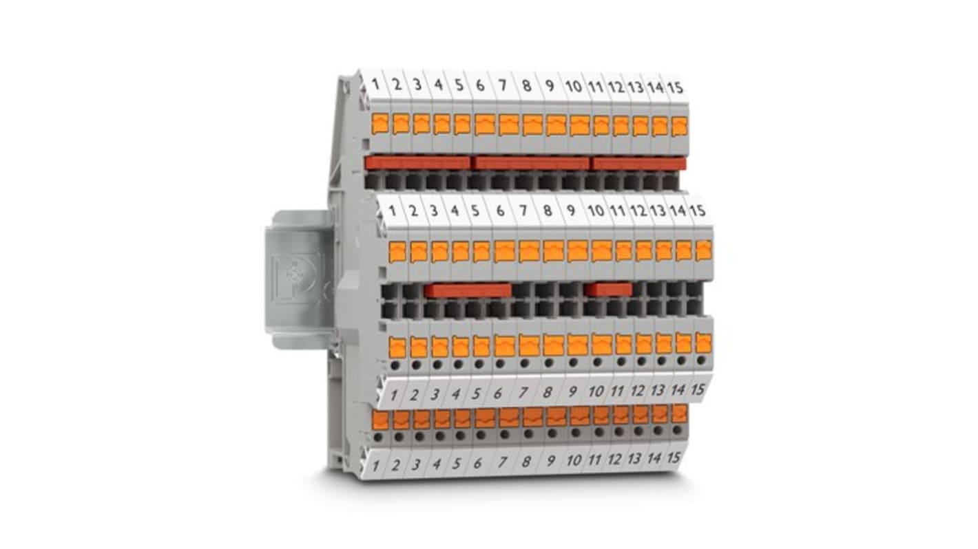 Phoenix Contact PTTBV Series Grey DIN Rail Terminal Block, 4mm², Double-Level, Push In Termination