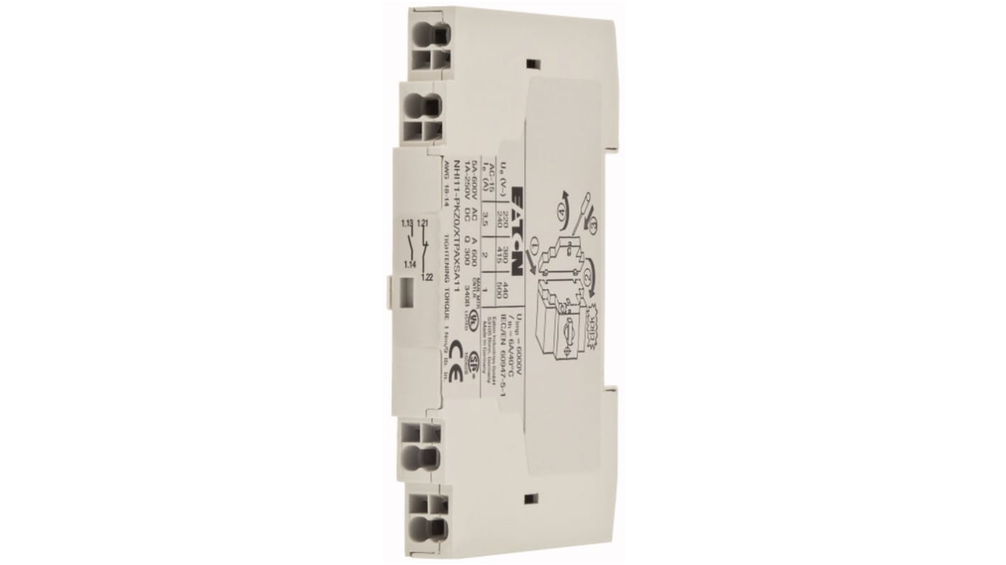 Eaton Auxiliary Contact, 2 Contact, 1 NC, 1 NO, Front Fixing