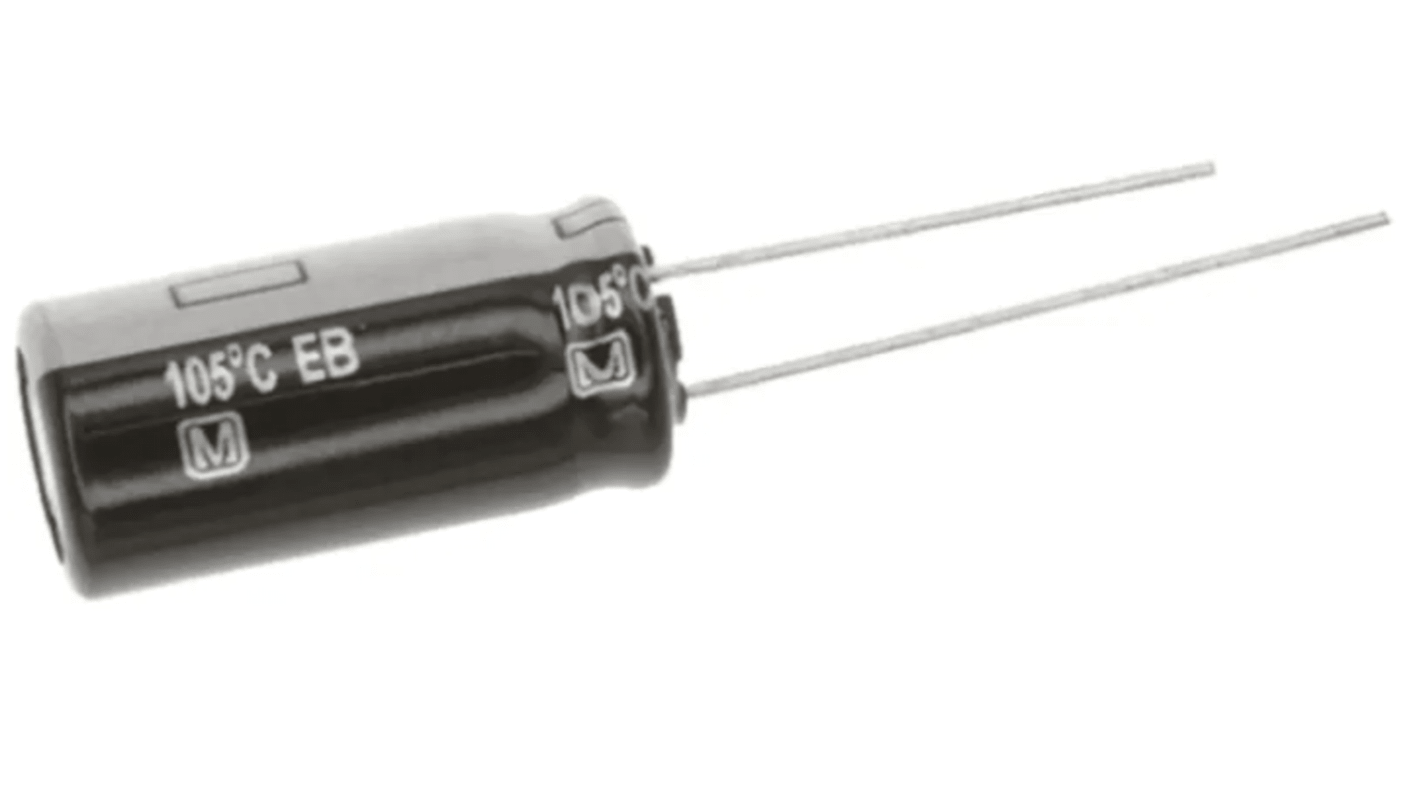 Panasonic 10μF Aluminium Electrolytic Capacitor 63V dc, Radial, Through Hole - EEUEB1J100SH