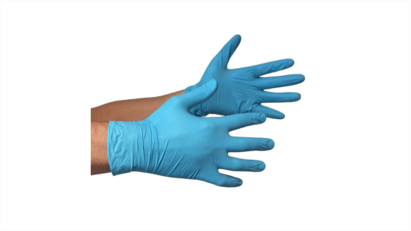 Reldeen Blue Powder-Free Nitrile Disposable Gloves, Size Medium