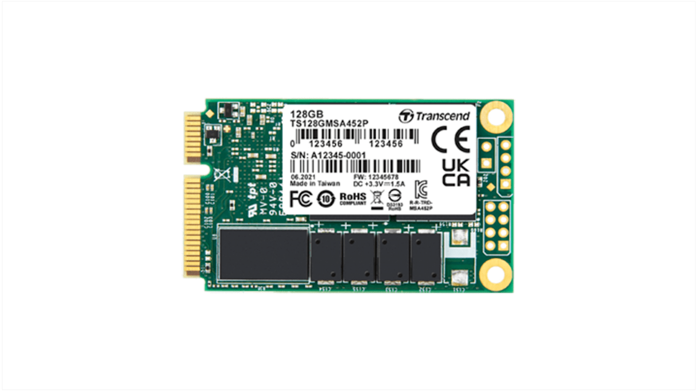 Transcend MSA452P, mSATA Intern HDD-Festplatte SATA III, TLC, 128 GB, SSD