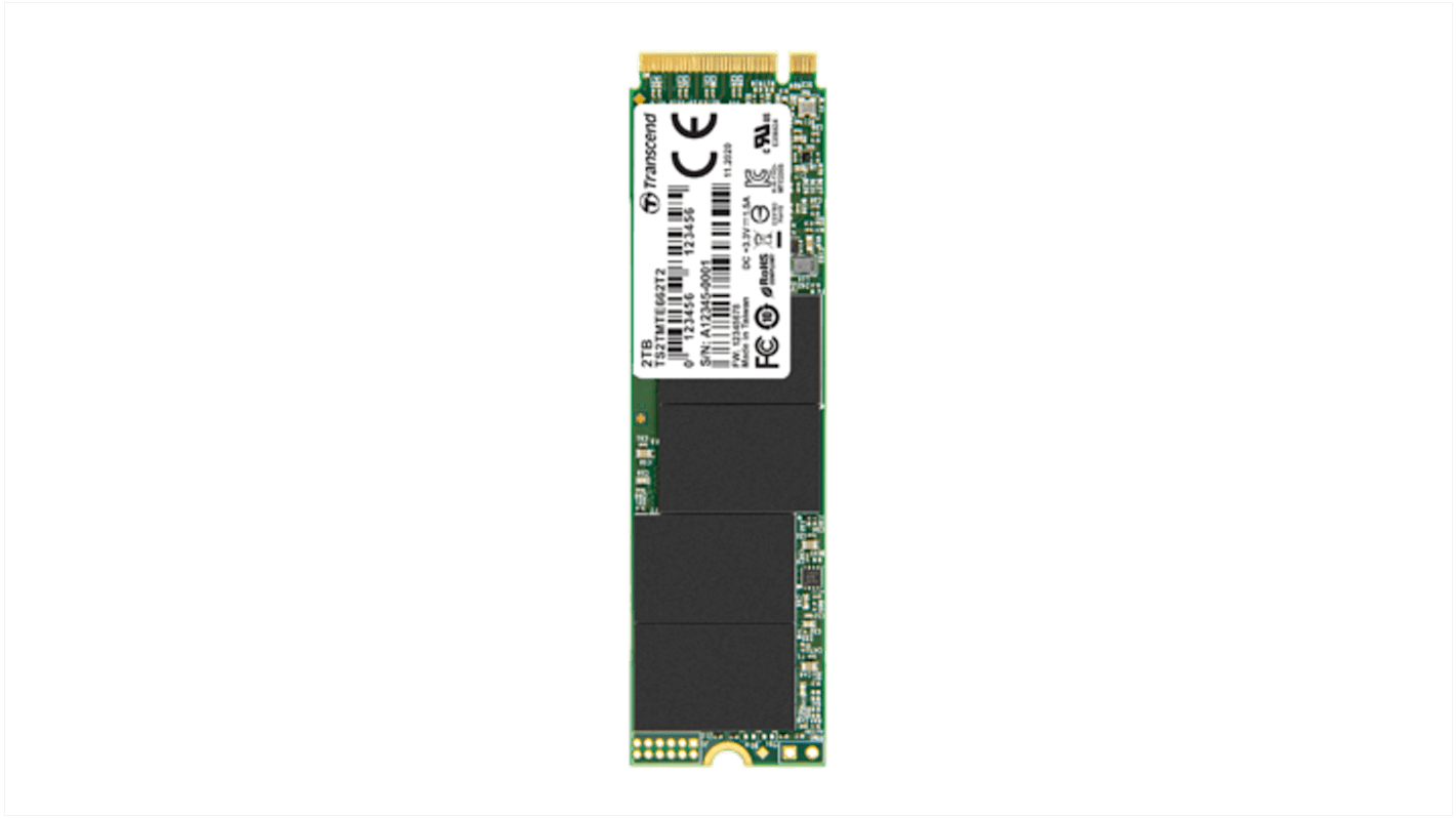 Transcend MTE662T2, M.2 Intern HDD-Festplatte NVMe PCIe Gen 3 x 4, TLC, 2,048 TB, Intern, SSD