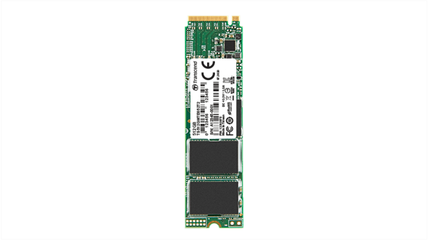 Transcend MTE652T2, M.2 Intern HDD-Festplatte NVMe PCIe Gen 3 x 4, TLC, 512 GB, Intern, SSD