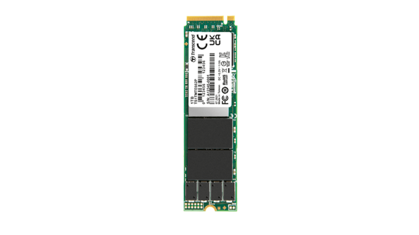 Transcend MTE662P-I, M.2 Intern HDD-Festplatte NVMe PCIe Gen 3 x 4 Industrieausführung, TLC, 512 GB, Intern, SSD