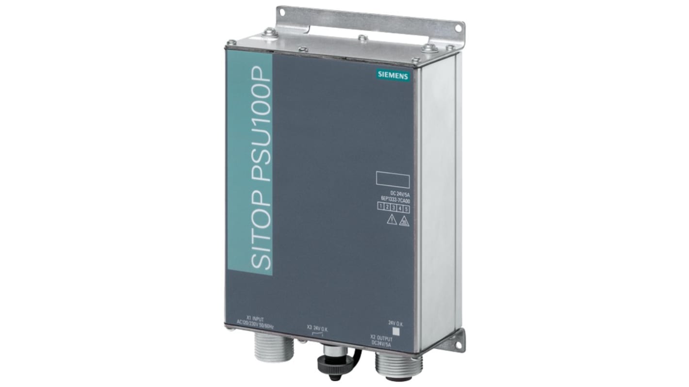 Siemens SITOP Switched Mode DIN Rail Power Supply, 170 → 264V ac ac Input, 24V dc dc Output, 5A Output, 133W