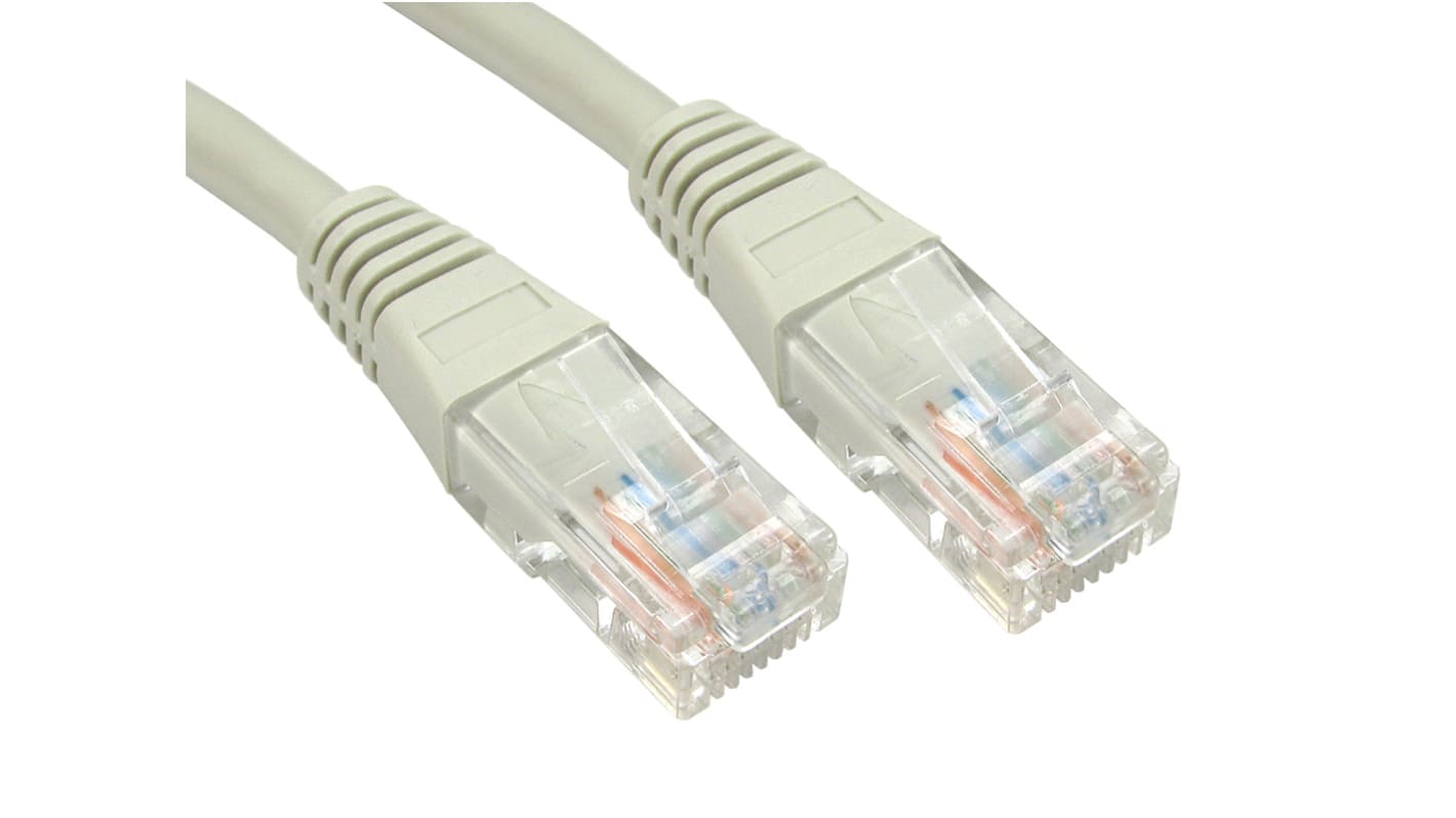 RS PRO, 1m Cat6, Grey RJ45 to Male RJ45 Male, U/UTP Unshielded, Terminated PVC Sheath