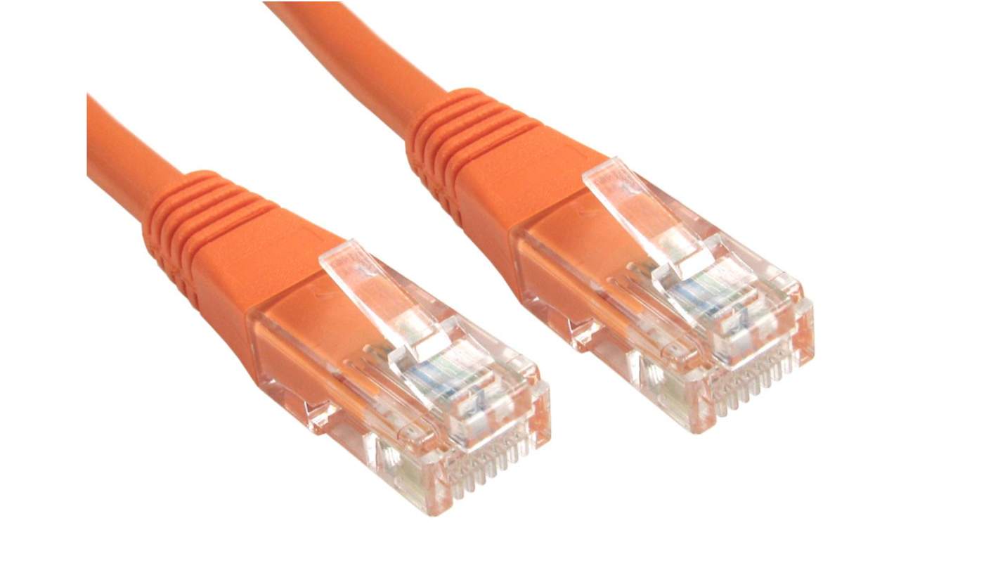 RS PRO, 1m Cat6, Orange RJ45 to Male RJ45 Male, U/UTP Unshielded, Terminated PVC Sheath