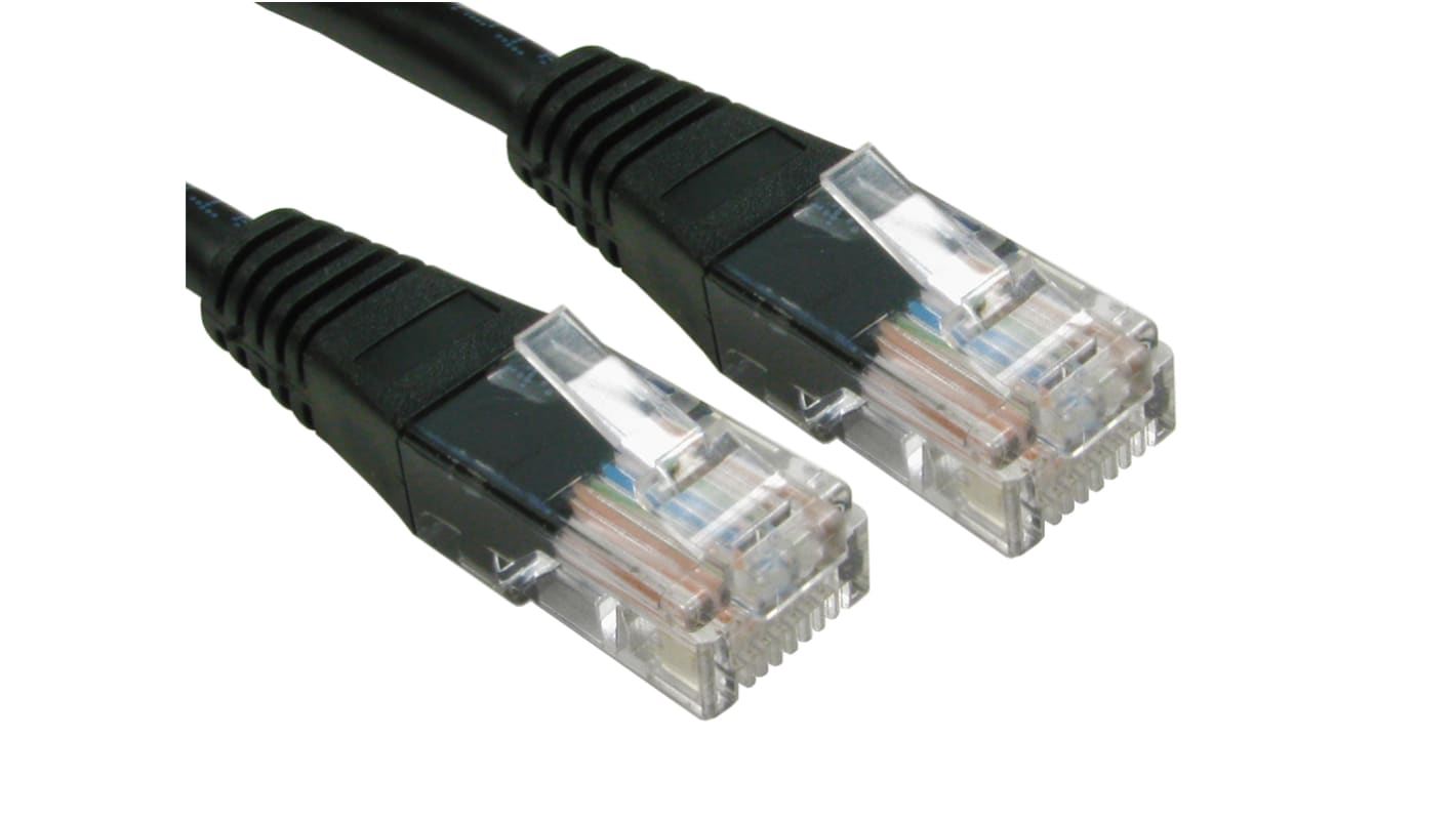RS PRO, 2m Cat6, Black RJ45 to Male RJ45 Male, U/UTP Unshielded, Terminated PVC Sheath
