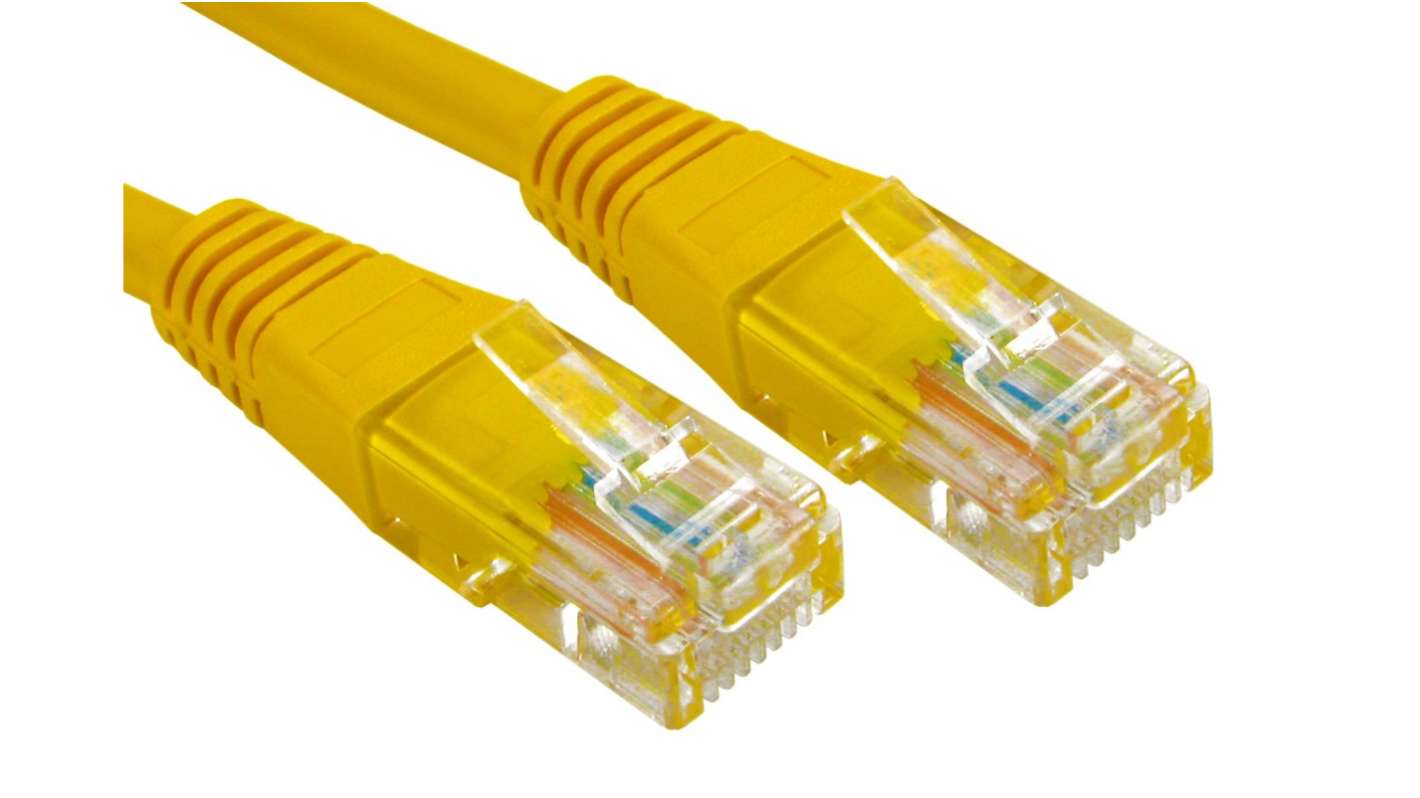 RS PRO, 2m Cat6, Yellow RJ45 to Male RJ45 Male, U/UTP Unshielded, Terminated PVC Sheath