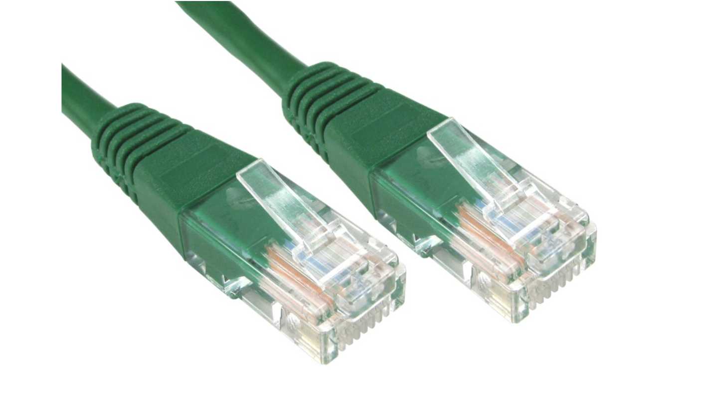 RS PRO, 5m Cat6, Green RJ45 to Male RJ45 Male, U/UTP Unshielded, Terminated PVC Sheath