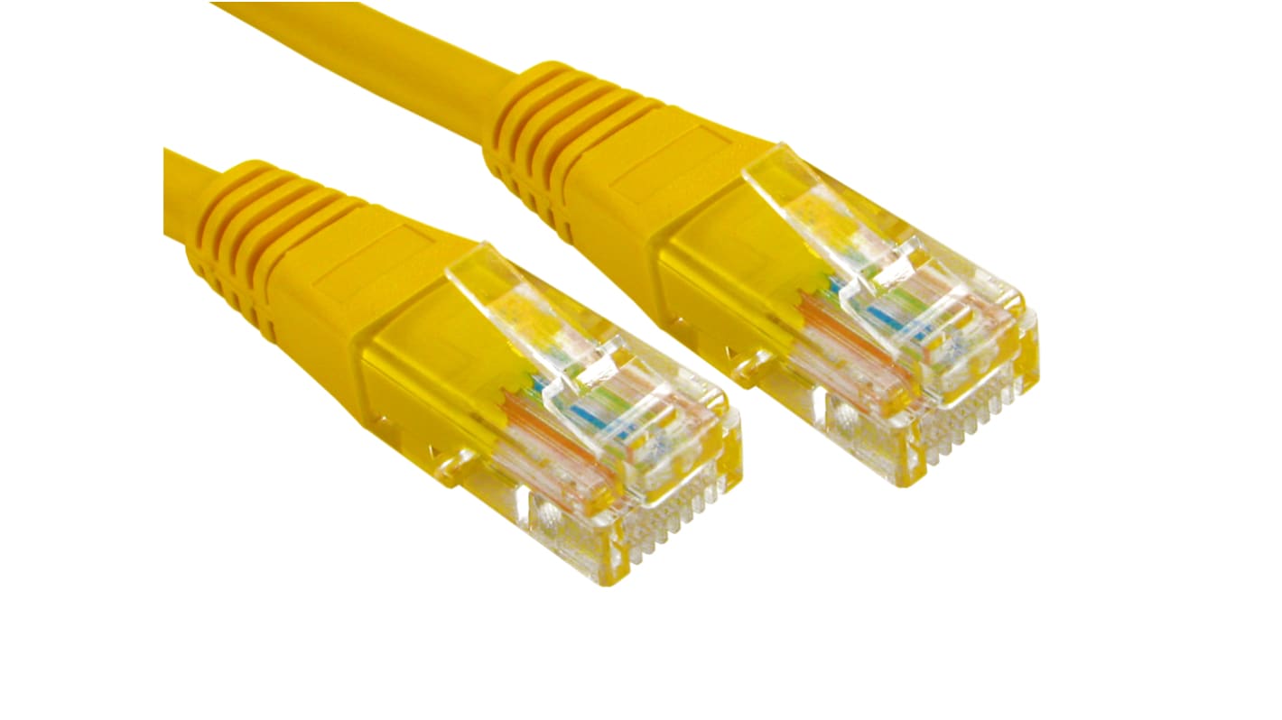 RS PRO, 5m Cat6, Yellow RJ45 to Male RJ45 Male, U/UTP Unshielded, Terminated PVC Sheath