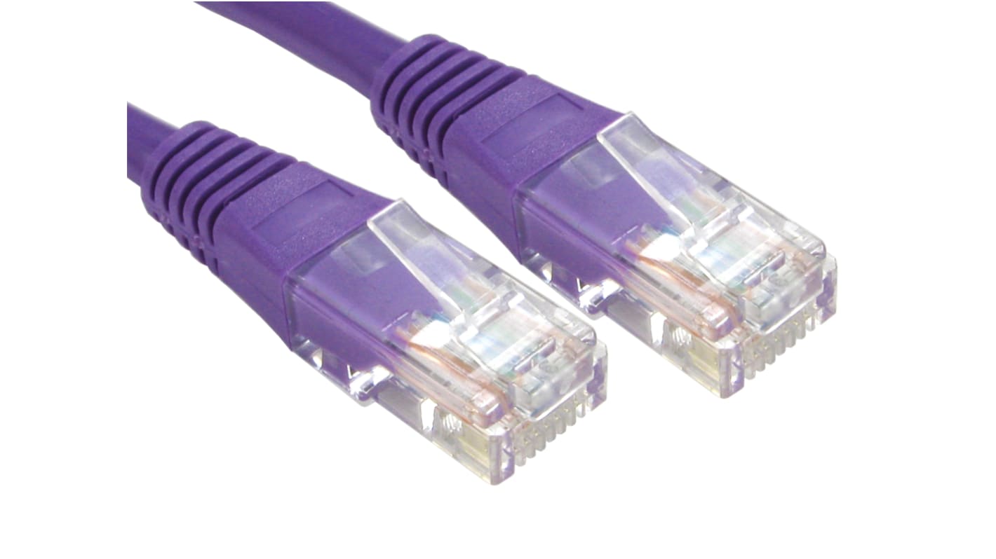 RS PRO, 10m Cat6, Purple RJ45 to Male RJ45 Male, U/UTP Unshielded, Terminated PVC Sheath