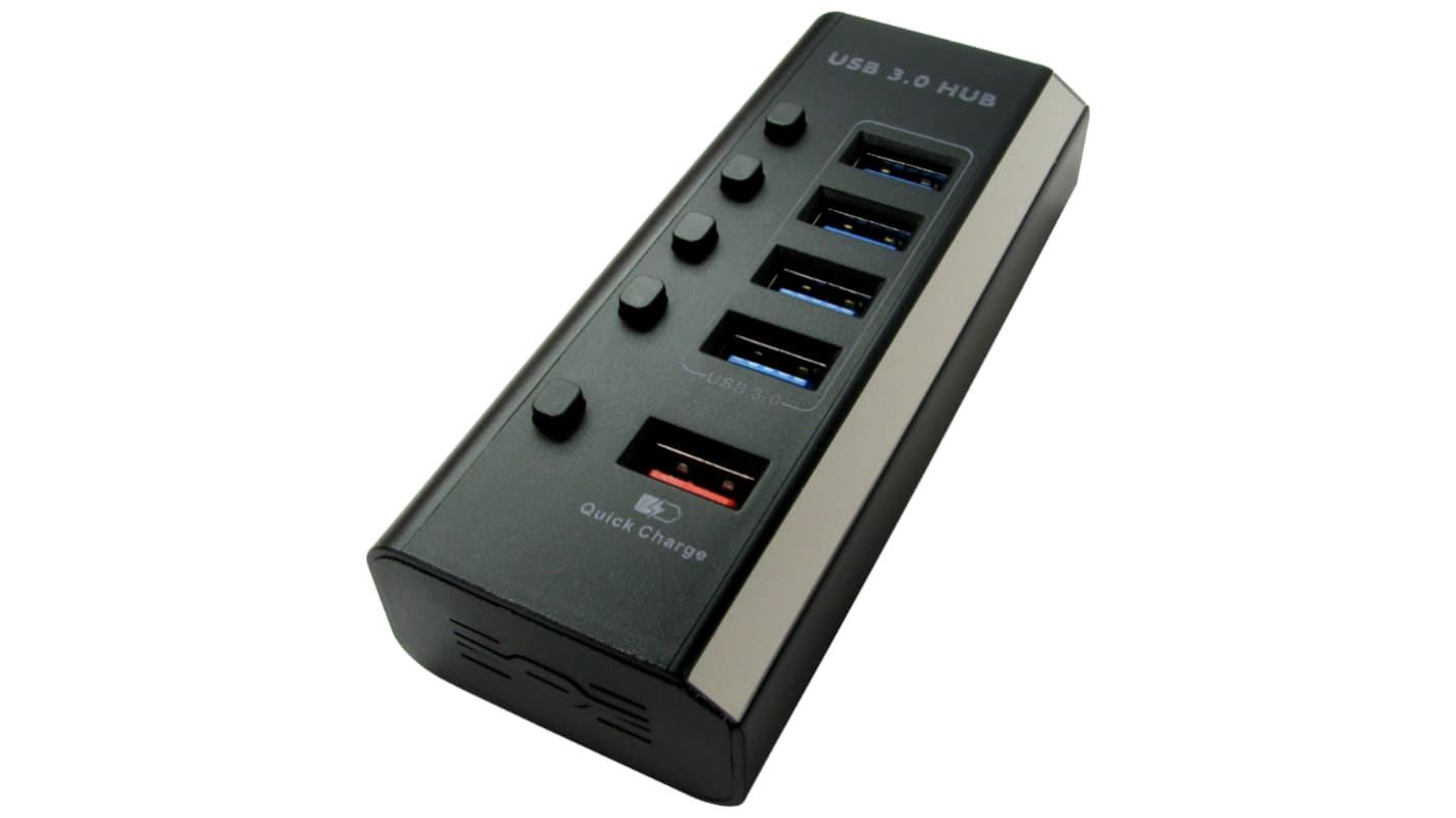 RS PRO, USB 3.0 USB-Hub, 4 USB Ports, USB A, Wechselstromadapter UK, 115 x 45 x 25mm