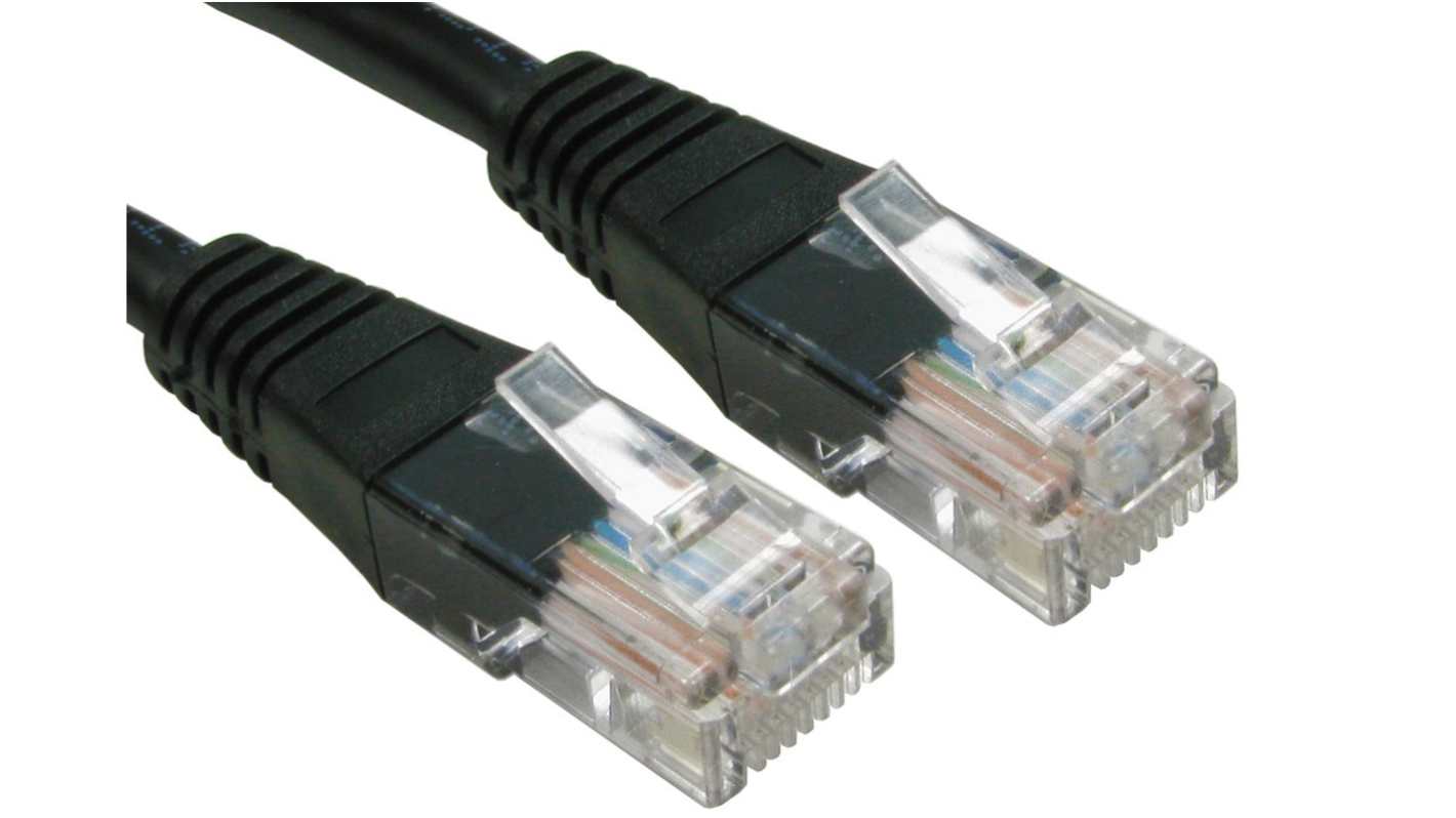 RS PRO 5m超五类网线, U/UTP屏蔽, 黑色PVC护套, RJ45公插转RJ45公插