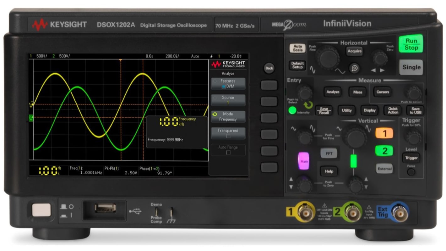 Keysight Technologies DSOX1202A InfiniiVision 1000 X Series Digital Bench Oscilloscope, 2 Analogue Channels, 100MHz -