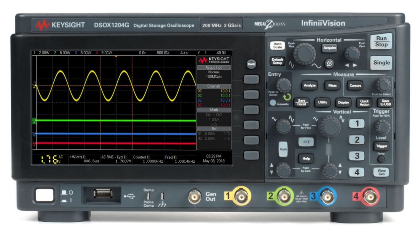 Keysight Technologies DSOX1204A+DSOX1200A-100 InfiniiVision 1000 X Series Digital Bench Oscilloscope, 4 Analogue