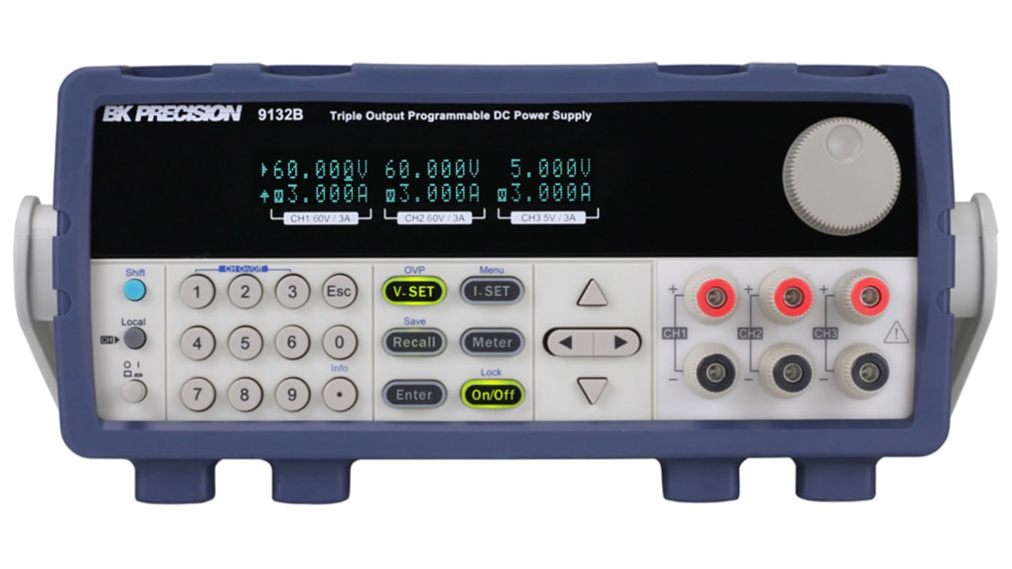 BK Precision 9132C Series Bench Power Supply, 0 → 5V, 0 → 3A, 3-Output, 375W - UKAS Calibrated