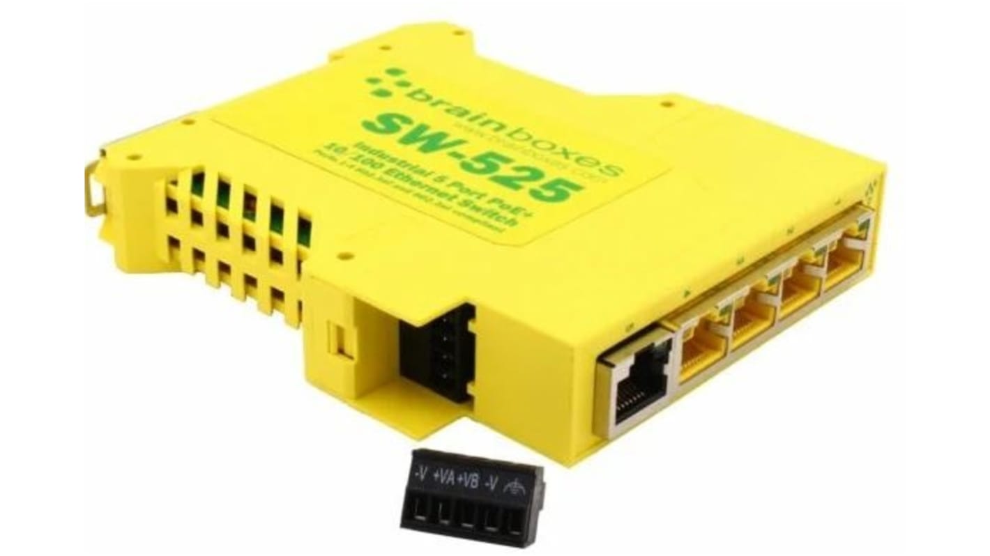 Switch Ethernet Brainboxes, 5 puertos, 10/100Mbit/s, 5 RJ45