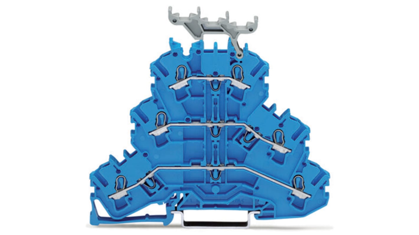WAGO 2002-3234 TOPJOB S, 2002 Series Blue, 2.5mm², Triple-Level, Push-In Cage Clamp Termination, ATEX, IECEx