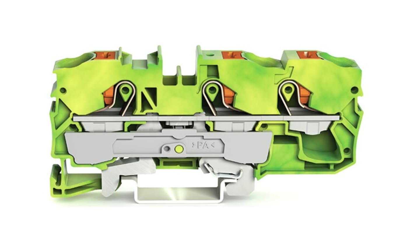 Morsettiera di terra WAGO, Verde/Giallo, livello Singolo, , 57A
