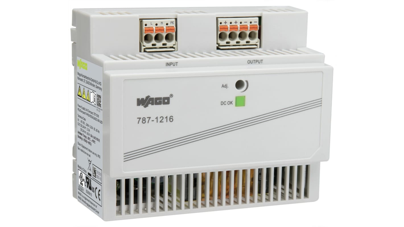 WAGO 787 Switched Mode DIN Rail Power Supply, 230V, 24V dc, 4.2A Output, 100W