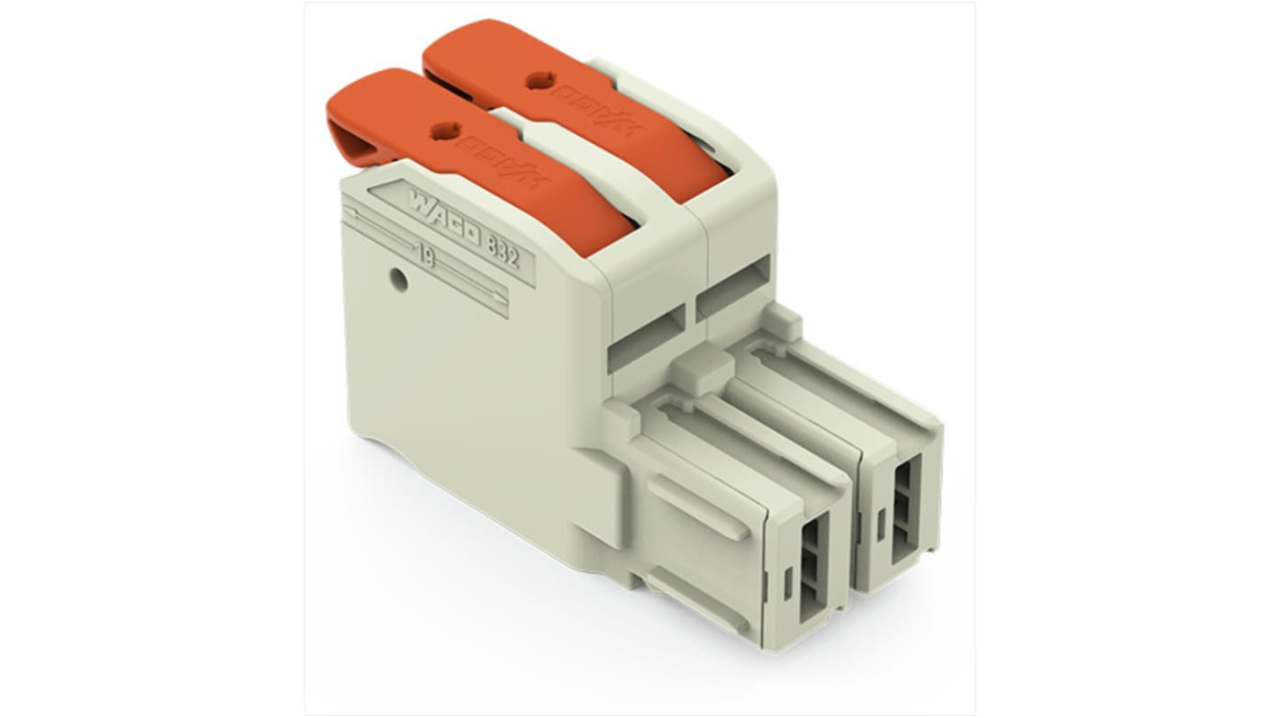 WAGO, 10.16mm Pitch, 2 Way, Pluggable Terminal Block, Plug, 832-1102