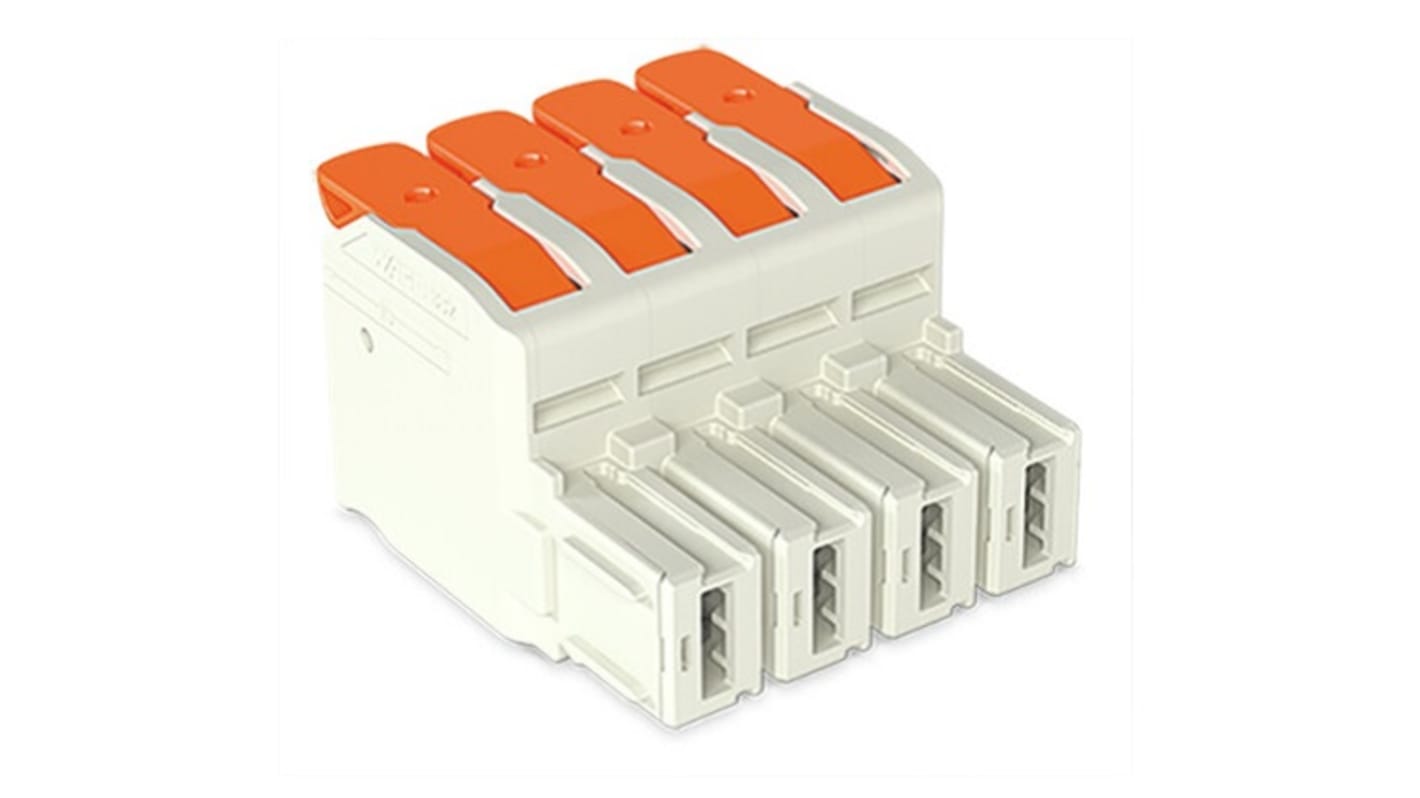 WAGO, 10.16mm Pitch, 4 Way, Pluggable Terminal Block, Plug, 832-1104