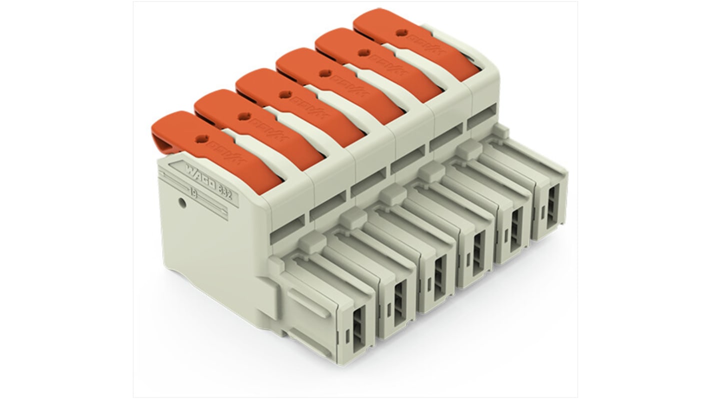 WAGO, 10.16mm Pitch, 6 Way, Pluggable Terminal Block, Plug, 832-1106