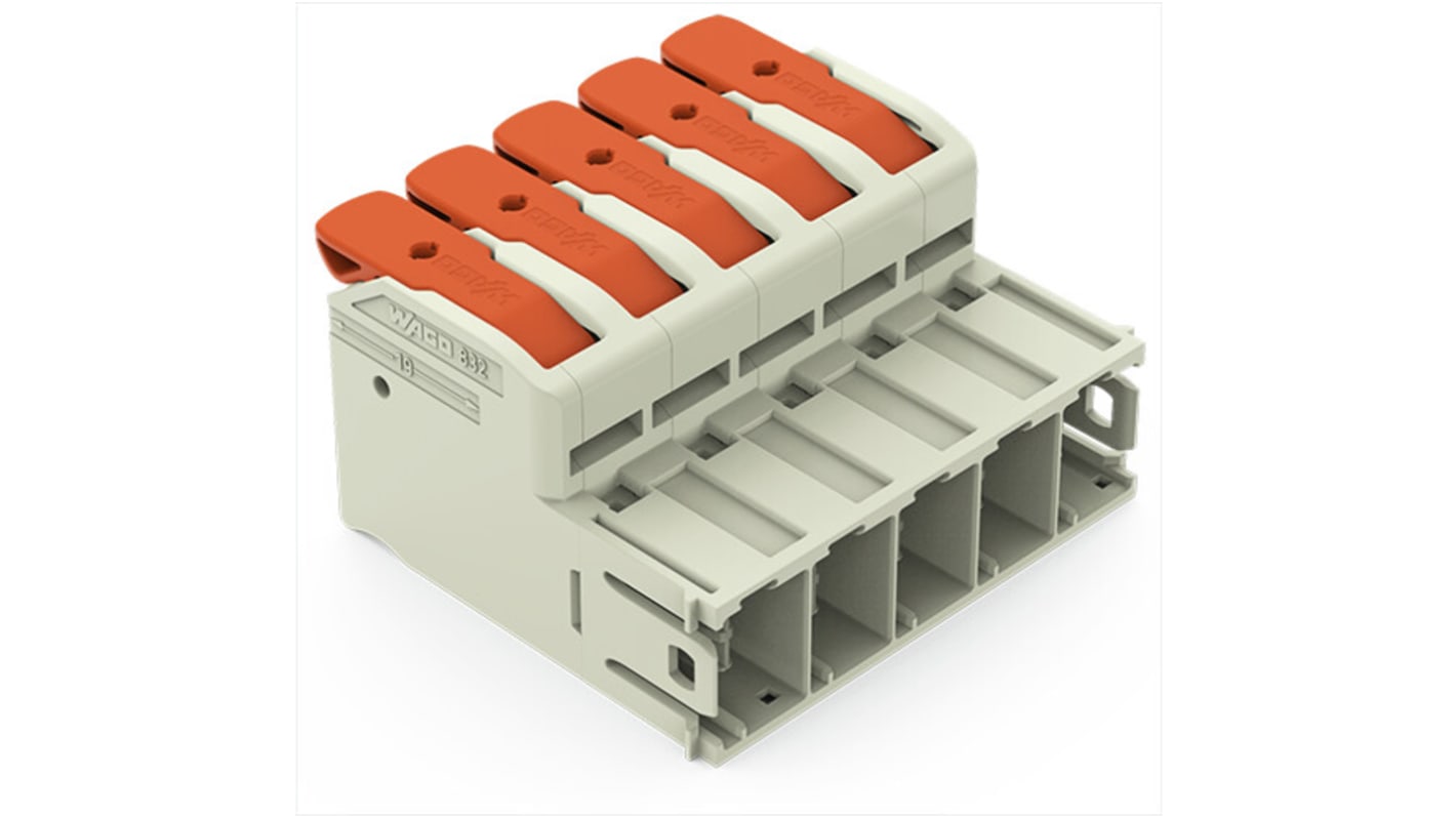 WAGO, 10.16mm Pitch, 5 Way, Pluggable Terminal Block, Plug, 832-1205