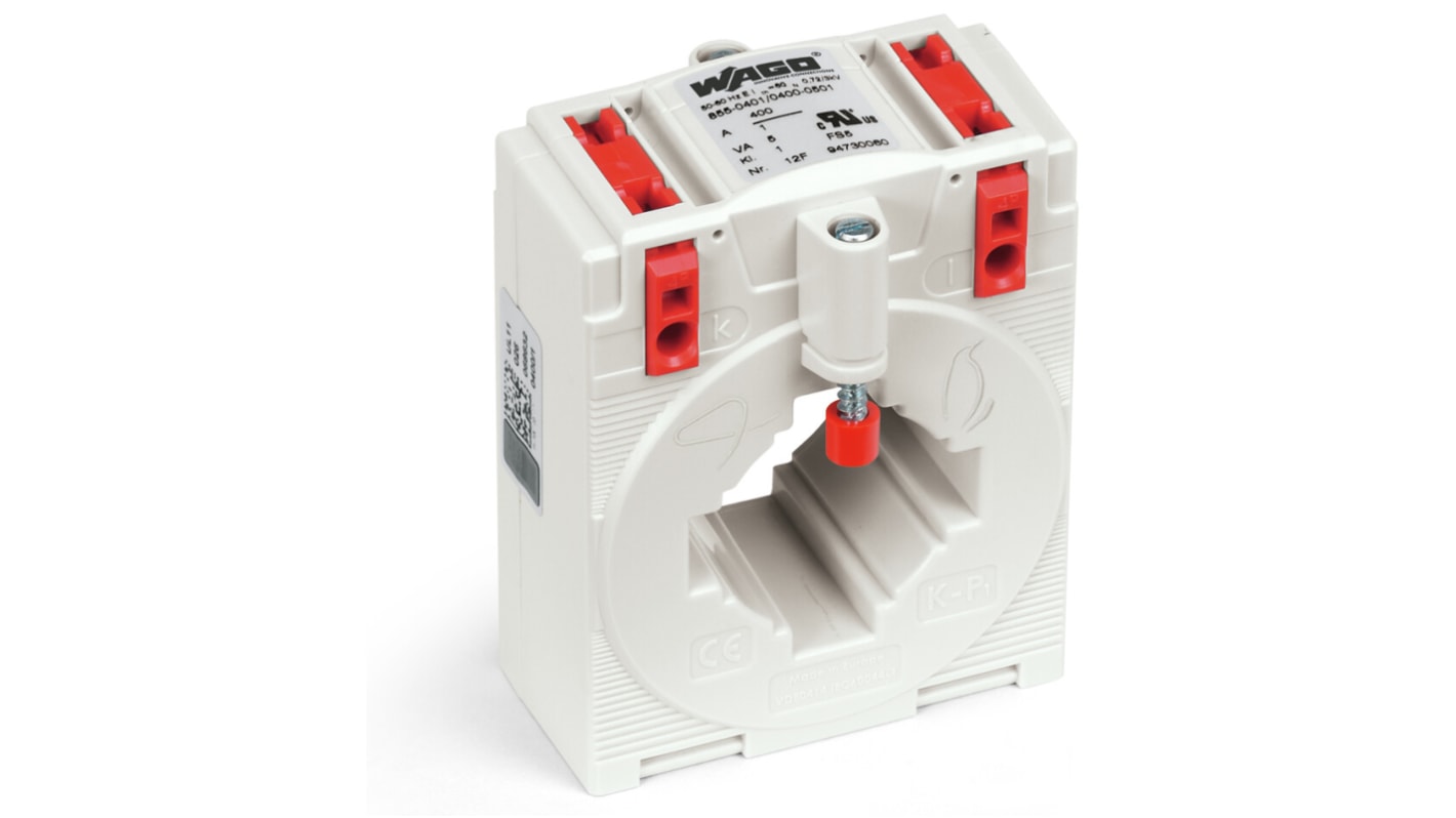 WAGO 855 Series DIN Rail Mounted Current Transformer, 400A Input, 1 A Output, 1200 V