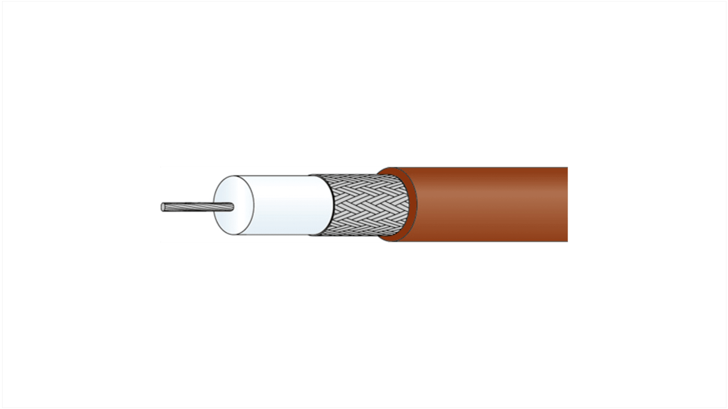 Huber+Suhner Brun RG187 Koaksialkabel, 75 Ω, 100m UD: 2.65mm