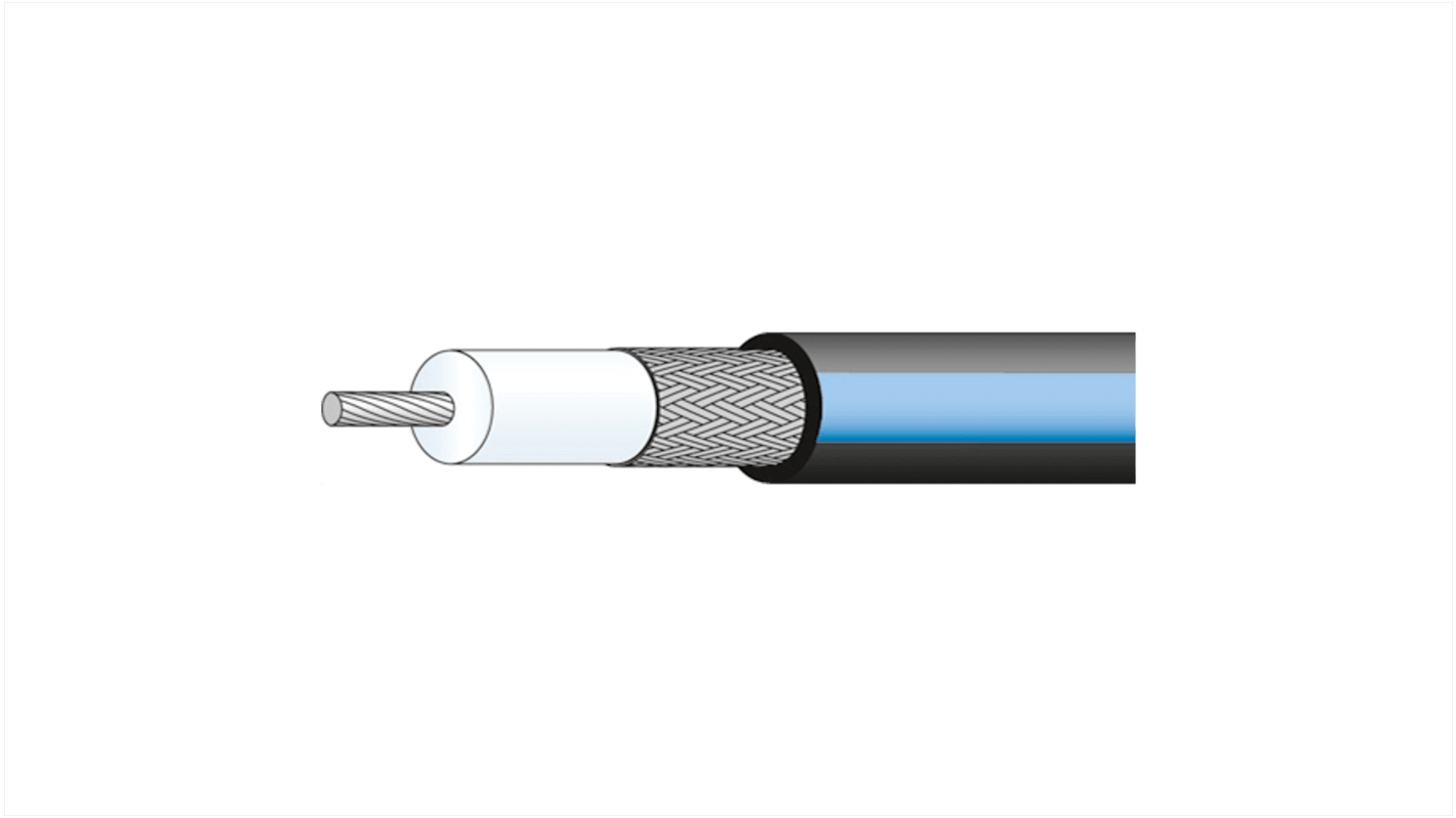 Huber+Suhner Sort RG178 Koaksialkabel, 50 Ω, 100m UD: 1.84mm