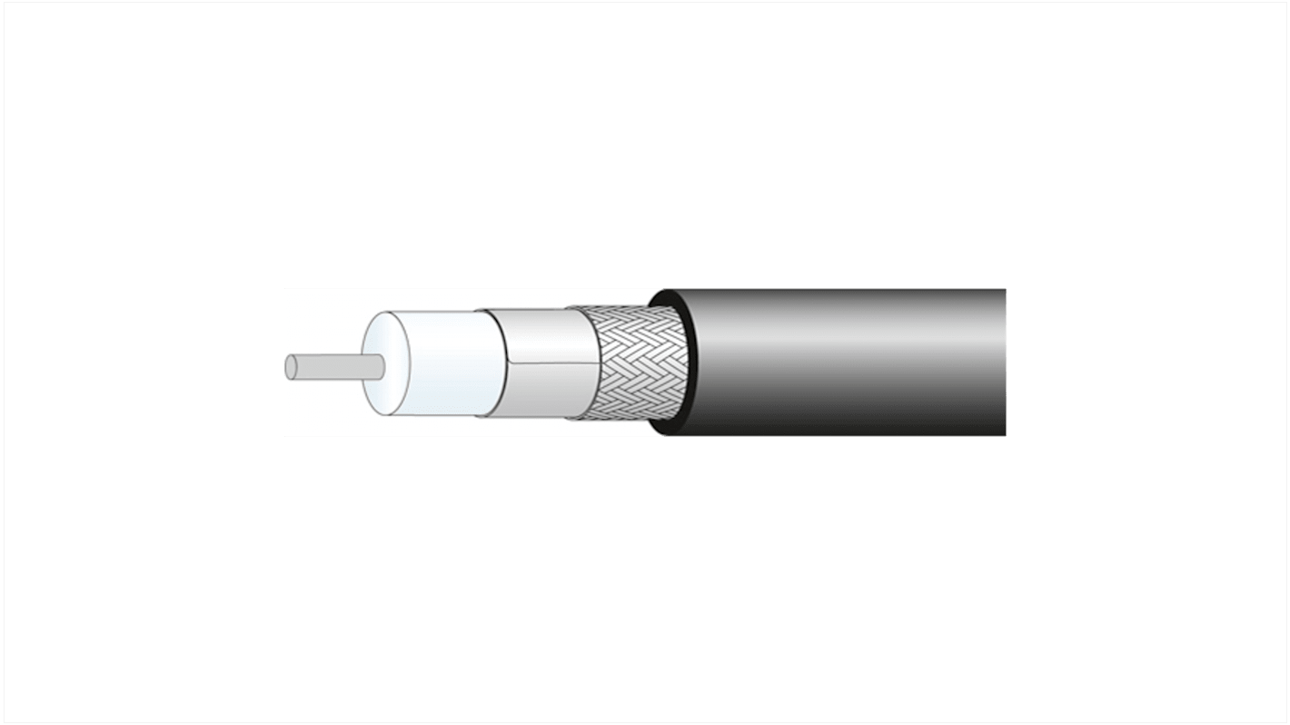 Huber+Suhner Sort Koaksialkabel, 75 Ω, 100m UD: 10.25mm