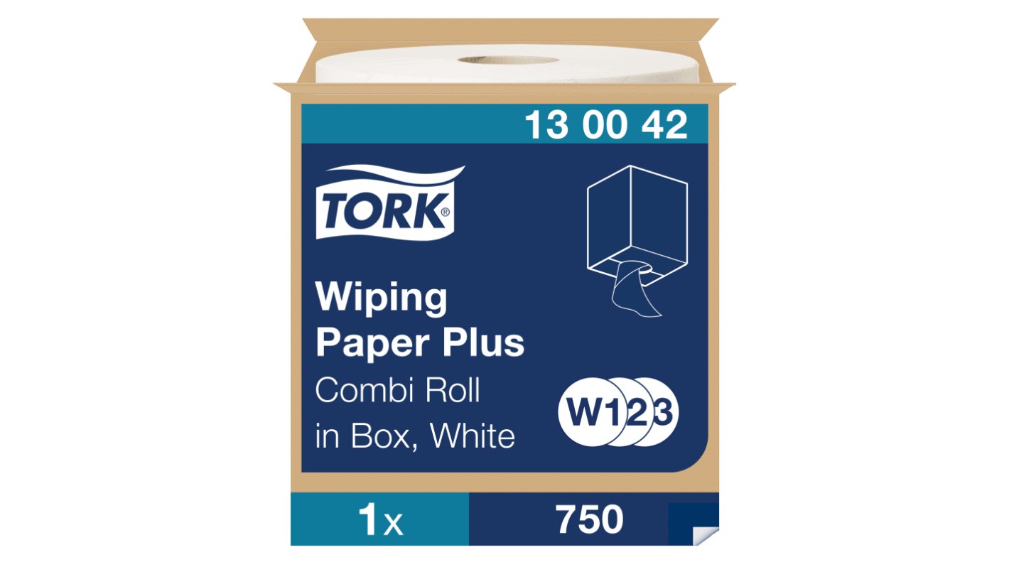 Tork 卷装擦手纸, 750张, 白色