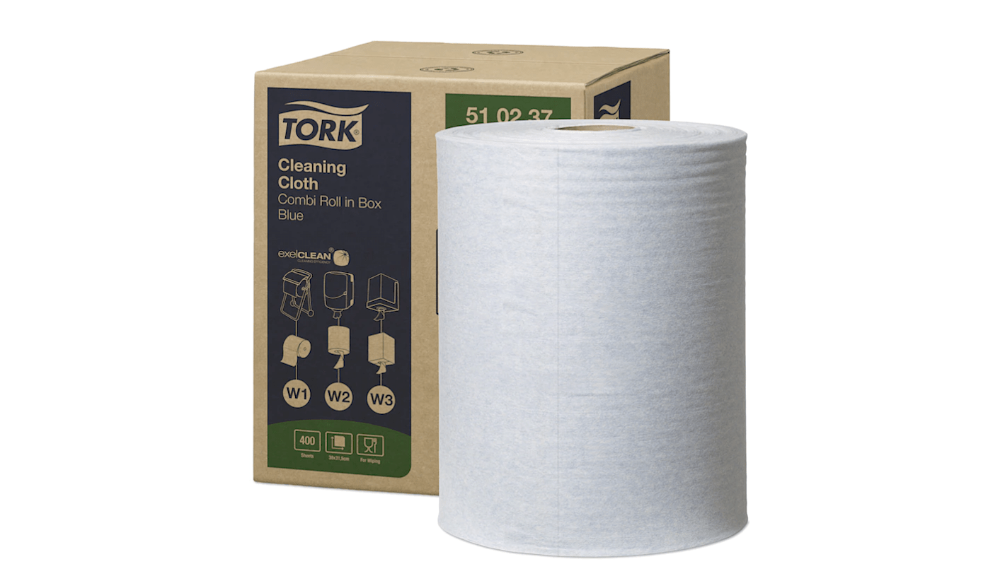 Tork 一次性多功能擦拭布, 蓝色, 380x315mm, 干用, 中心抽, 400片/包装