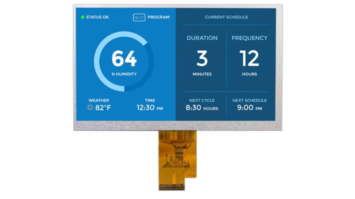 Displaytech DT070DTFT-IPS-HB IPS TFT LCD Colour Display, 7in, 1024 x 600pixels