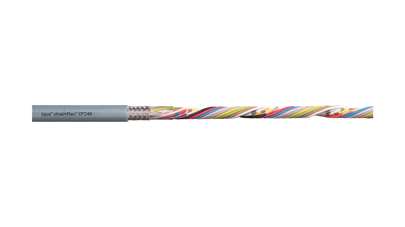 Igus CF240 Series Data Cable, 0.34 mm², 22 AWG, 100m, Screened Shield, Data Cable