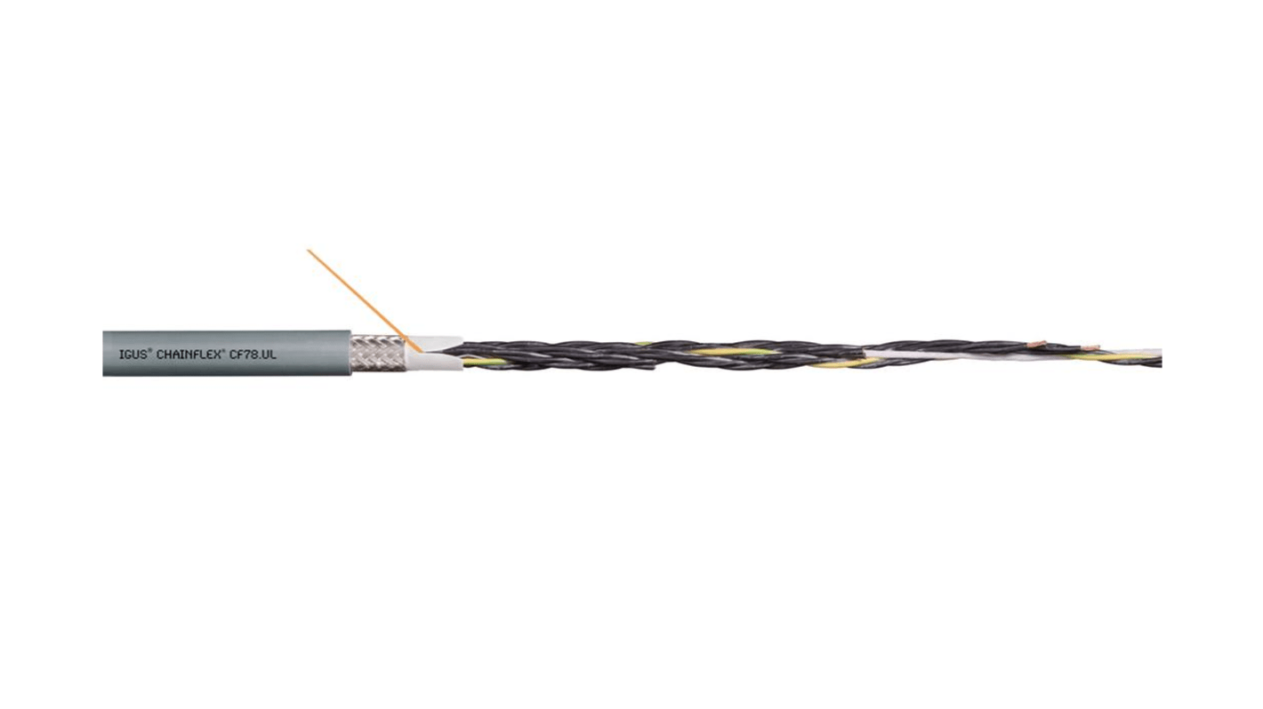 Câble de commande Blindé Igus chainflex CF78.UL, 3 x 1,5 mm² Noir, 100m
