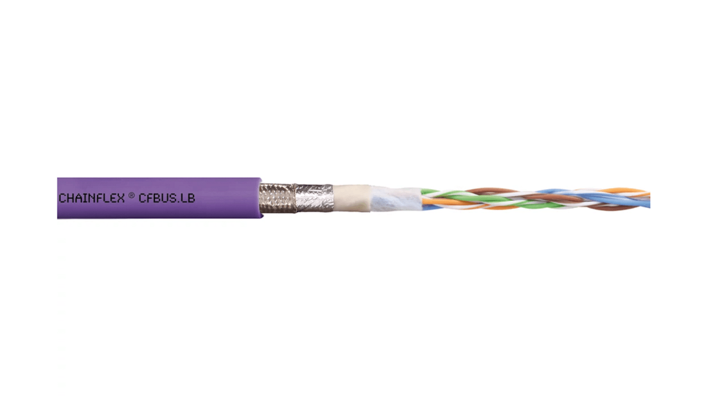 Igus 2 Core Multicore Mains Power Cable, 0.25 mm², 100m, Red lilac PVC Sheath, PROFIBUS, 5 A, 500 V