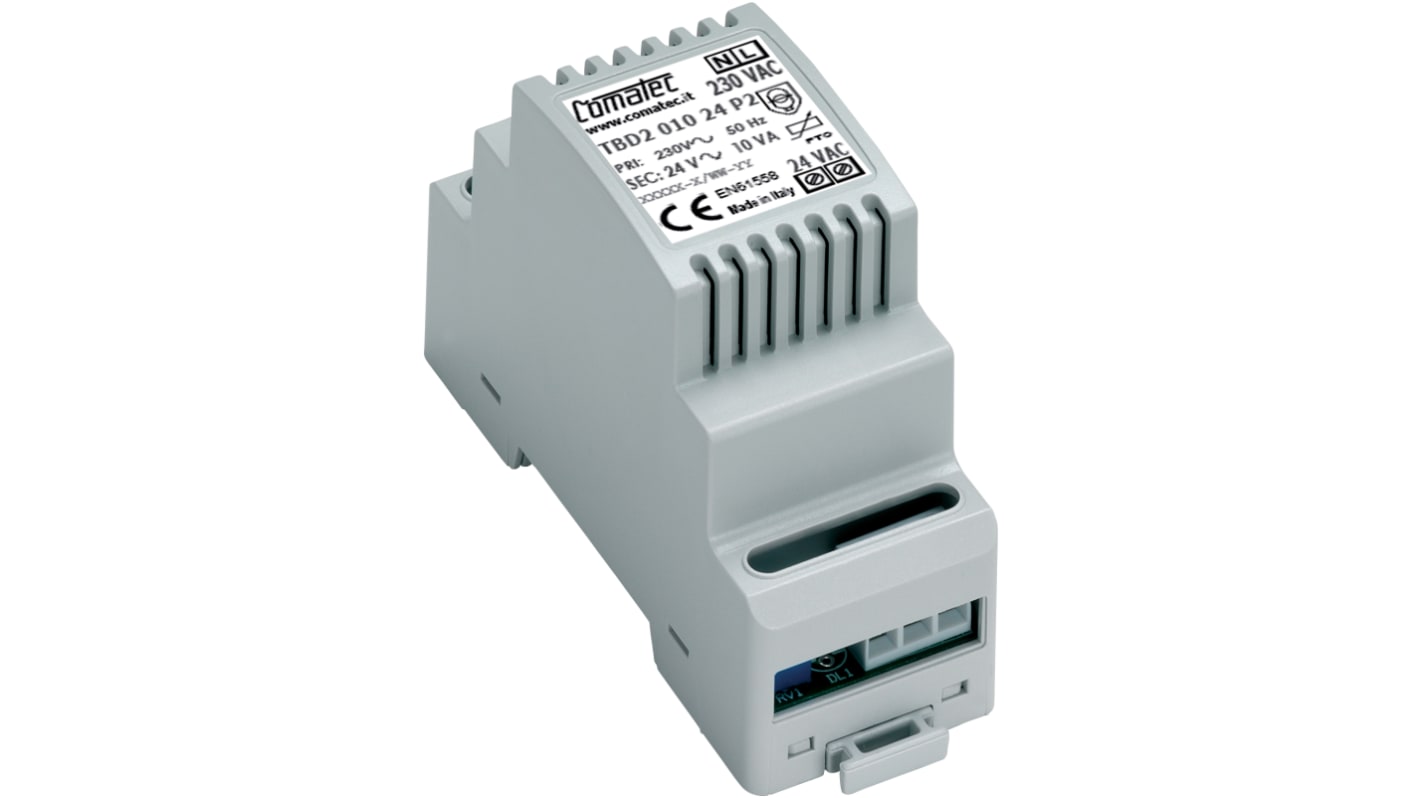 Comatec 10VA DIN Rail Transformer, 230V ac Primary, 24V ac Secondary