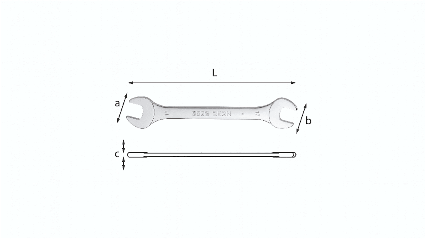 Chiave a forchetta doppia Usag, lungh. 138 mm