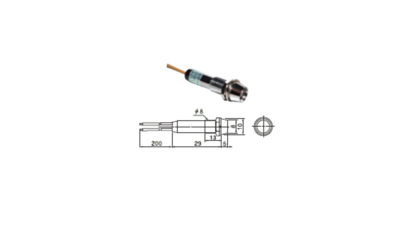 Sakazume Electric 表示灯, 60V, オレンジ, 実装ホールサイズ:8.2mm, DOF-8JPL-O