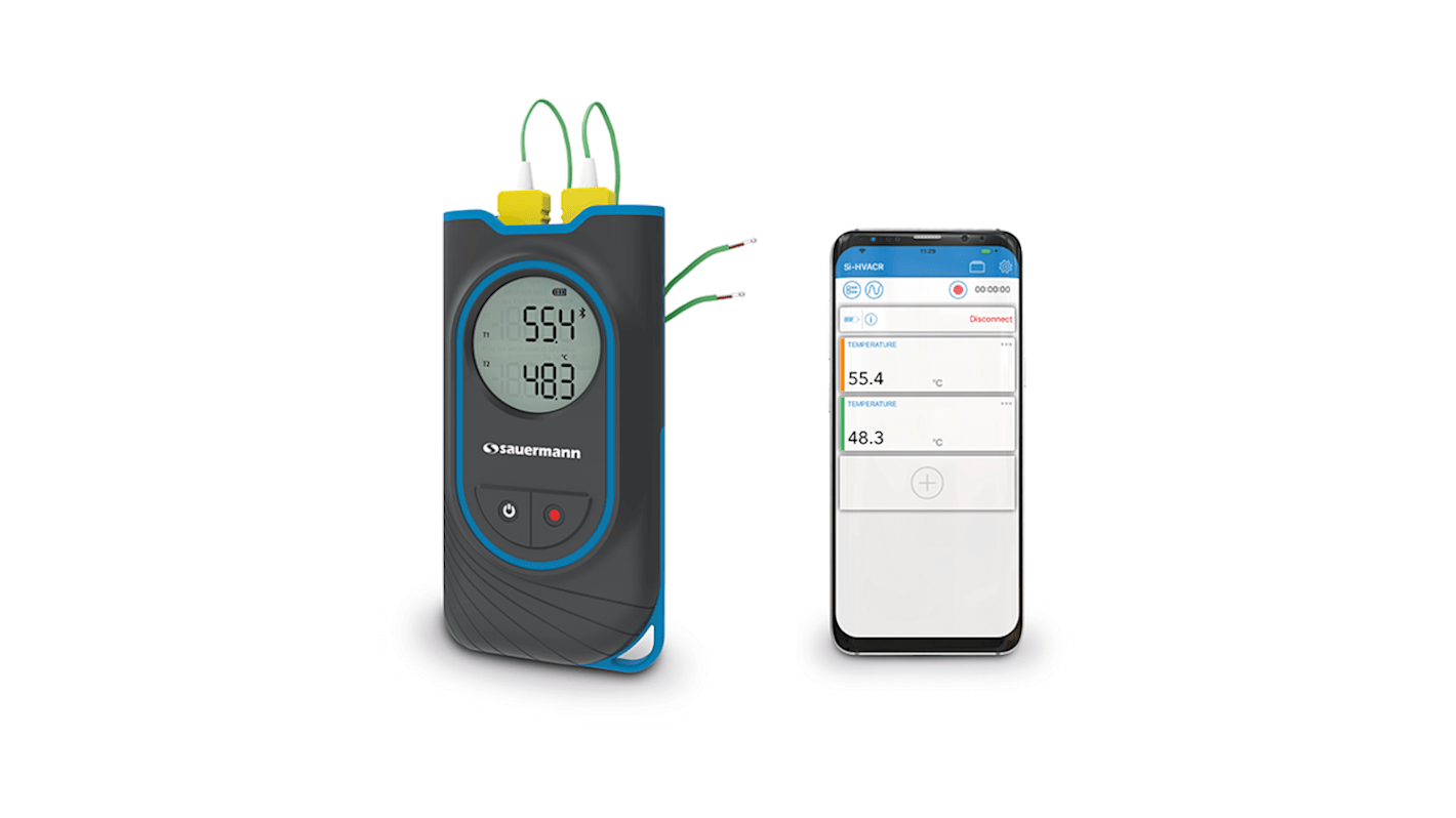 SAUERMANN. Probe Digital Thermometer for Multipurpose Use, K Probe, 2 Input(s), +1300°C Max